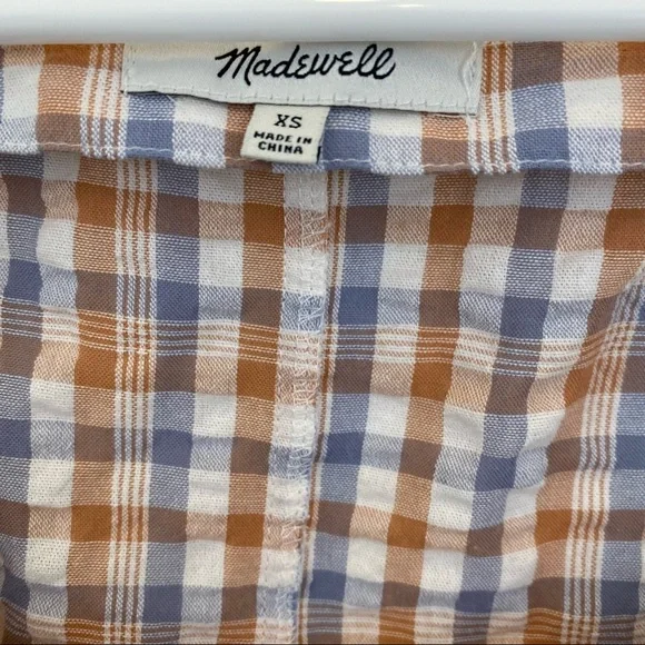 Madewell Gingham Seersucker Ruffle Sleeve Top - Picture 7 of 8